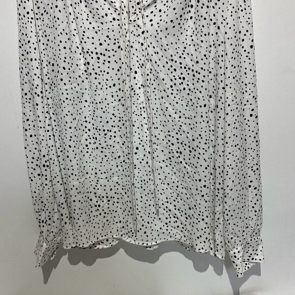 Jones & Co Jones New York Women's White Black Dotted Ruffled Blouse Size XL - Picture 2 of 9